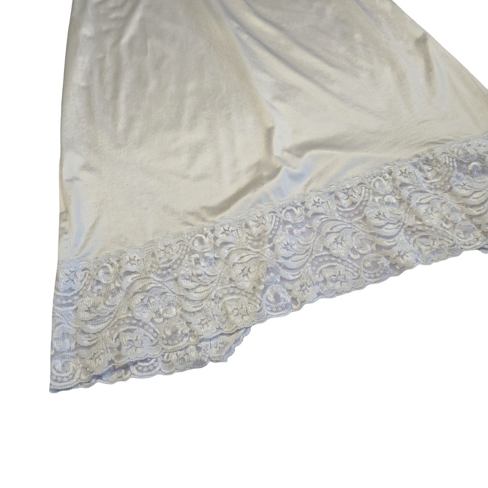 VTG 70s, 80s white satin lace trim slip lingerie dress / M / Vanity Fair bridal - Picture 3 of 7